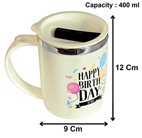 Image of Kuber Industries Insulated BPA Free Plastic Coffee Mug with Lid (Cream)