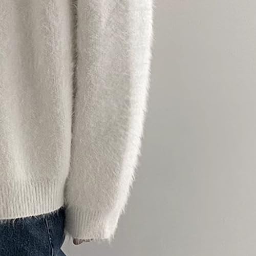 Men's Fuzzy Knitwear Cardigan Winter Warm Overwear Jacket Fluffy Faux Fur Cardigan Men Coat3
