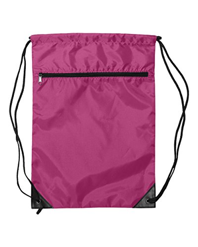 Liberty Bags Zipper Drawstring Backpack OS HOT PINK