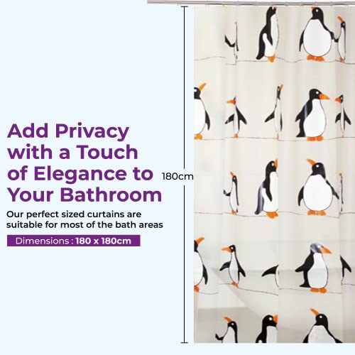 Blue Canyon Penguin Printed Shower Curtains, Black/White, W 70.9" x L 70.9" (1 Panels) - Image 4