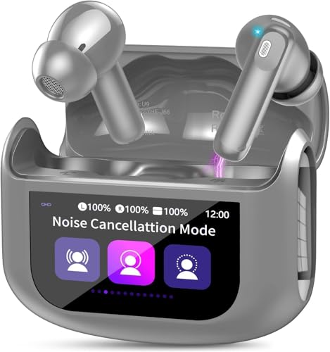 Image of Wireless Earbuds in Ear, Bluetooth 5.4 Headphones Multi-Function Touch Screen with 5 EQ Modes, 48H Ear Buds Bass Stereo, ANC Noise Cancelling /Transparency Mode, IPX7, Ultra-Comfort, Grey