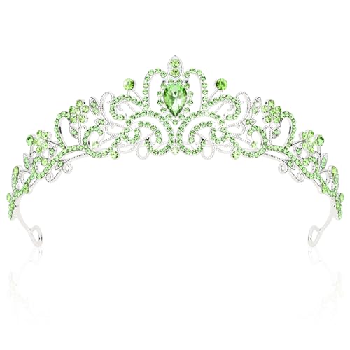 CIEHER Tiara Crowns for Women & Girls - Bridal Wedding Prom Quinceanera Birthday & Christmas Crown Gifts (Green)