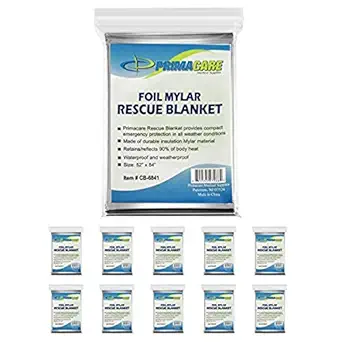 Primacare HB-10 Emergency Foil Mylar Thermal Blanket, 52