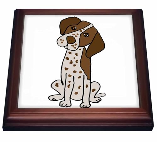 3dRose Funny Cute German Shorthaired Pointer Puppy Dog Cartoon Trivet with Tile, 8 by 8