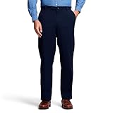 IZOD Men's Performance Stretch Classic Fit Flat Front Chino Pant, Navy, 36W x 29L
