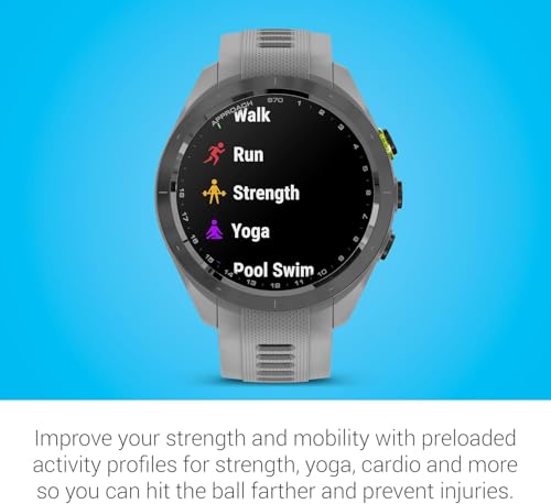 Image of Garmin Approach S70 (Gray, 42mm) Golf GPS Watch Bundle - AMOLED Display, Virtual Caddie & PlaysLike Distance - Includes PlayBetter 5000mAH Portable Charger & Screen Protectors (Renewed)