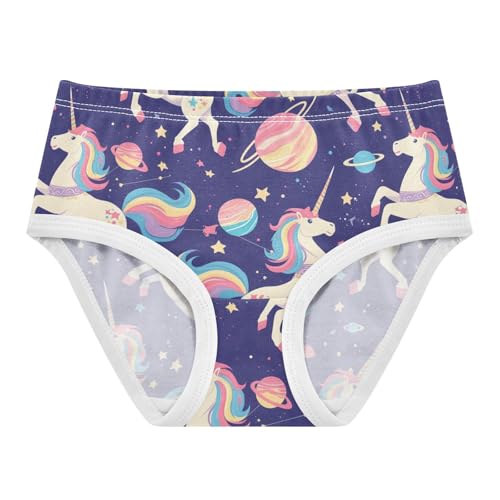 Wusikd Unicorns Stars Girls' Underwear Cotton Planets Galaxies Girls Briefs Soft Toddler Underwear 2T