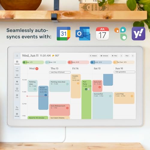 Skylight Calendar Max: 27-Inch Smart Digital Calendar & Chore Chart, Family Organizer with Interactive Touchscreen Display – Wall Mountable in Portrait or Landscape, Classic White Frame