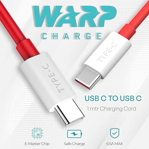 Image of Original 65W Fast Charger Adapter with USB Type-C to Type-C Cable Compatible with OnePlus 13, 13S 13R Ultra-Fast Charging & Reliable Power Delivery