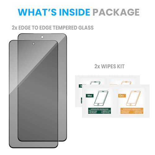 Image of FIRST MART Privacy Tempered Glass for Motorola Edge 70, 2 Pack | Anti-Spy 9H Screen Protector, Edge-to-Edge, Case-Friendly, Scratch Resistant, Bubble-Free