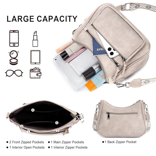 Image of Crossbody Purses for Women Trendy Leather Crossbody Bag,Multi Pocket Shoulder Handbag Lightweight Travel Purse