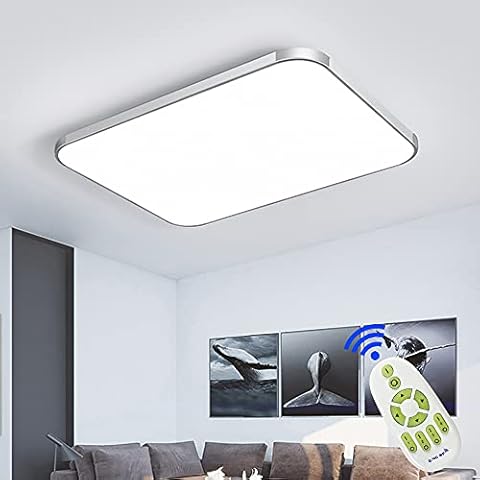 WIWON Deckenleuchte dimmbare LED Wohnzimmerlampe 90W Deckenlampe 65x43cm wird für Schlafzimmer Küche Fernbedienung Energiesparlampe verwendet 3000K-6500K Rechteckig Cover
