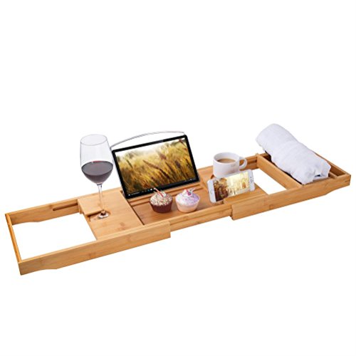 Preisvergleich Produktbild hblife Badewannenablage aus Bambus verstellbar Badewannenbrett ausziehbares Badewannentablett 109 x 23 x 4,5 cm