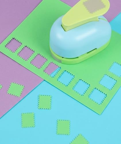 Image of 101 Pcs Stamp Puncher Set, Postage Stamp Punch Cutter Tool for Craft Projects, Multicolor Stamping Equipment with 10 Color Origami Papers, 15 by 15 cm Paper Size, Creative DIY Scrapbooking Supplies