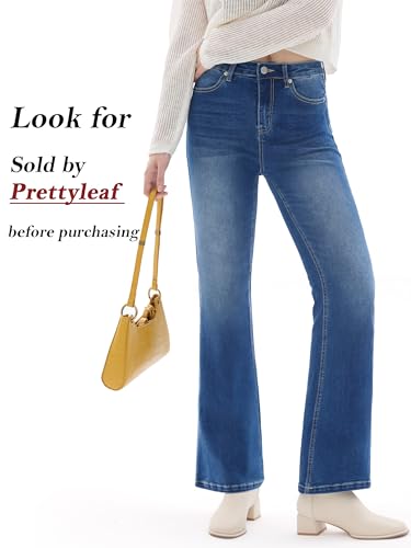 Petite Women's 24"/26"/28"/30" Stretch Flare Jeans High Waisted Curvy Bootcut Denim Pants2