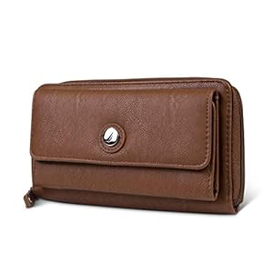 Nautica Womens – Bulk Cargo Vegan Leather RFID Wallet – Fashionable Zip Around Large Clutch with Phone Case and Multi-Card Organizer (Earth)