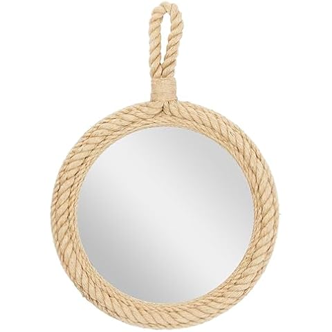 Deco 79 Glass Wall Mirror with Rope Accents Cover