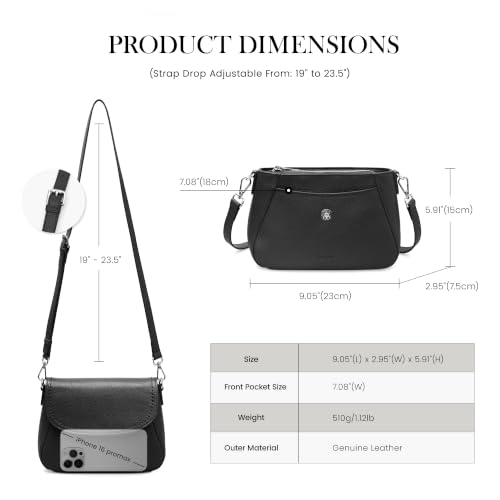Image of befen Genuine Leather Saddle Crossbody Bags for Women with RFID Blocking, Small Flap Cross Body Purse Hangbags