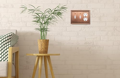 Image of Henne Bery Sunken Pearls Heavy Duty Decorative Wall Plate Switch Plate Outlet Cover (Double Toggle /Single Duplex, Antique Copper)