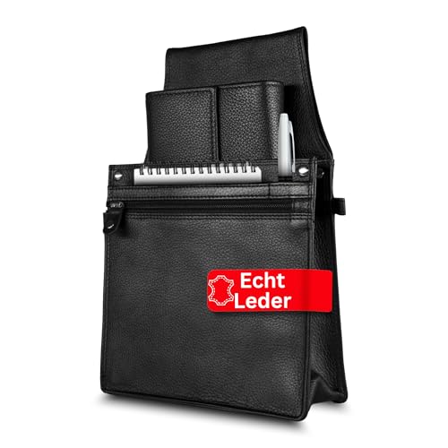 Cocoono Premium Kellnertasche Echt Leder | Gastronomie Zubehör | Kellnerholster | Bedienungstasche | passend zum Gürtel | Orderman Tasche Kellner (Kellnertasche Schwarz)