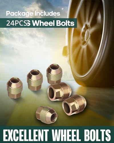 Image of SCITOO 24Pcs M14x1.5 Wheel Lug Nuts Set 1.12 inchTall 7 /8 inchHex Open End Lug Nut | 14x1.5 Wheel Lug Nuts Bolts Replacement for Avalanche for Savana for Yukon for Yukon XL 1500 OEM Factory Gold