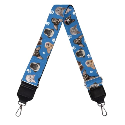 Image of Cute Cat Wide Bag Straps Replacement Crossbody Kawaii Dog Guitar Straps for Handbags /Purses /Messenger /Duffel Bags Backpack Straps Replacement Adjustable Length from 30 inch to 50.3 inch