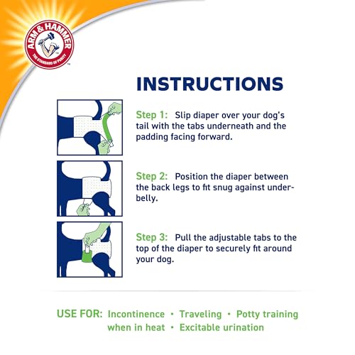 Image of Arm & Hammer for Pets Disposable Female Dog Diapers with Odor Control and Wetness Indicator, Leak Resistant Dog Diapers for Incontinence and Heat Cycles, Size Medium 16.5-21 in Waist, 12 Count