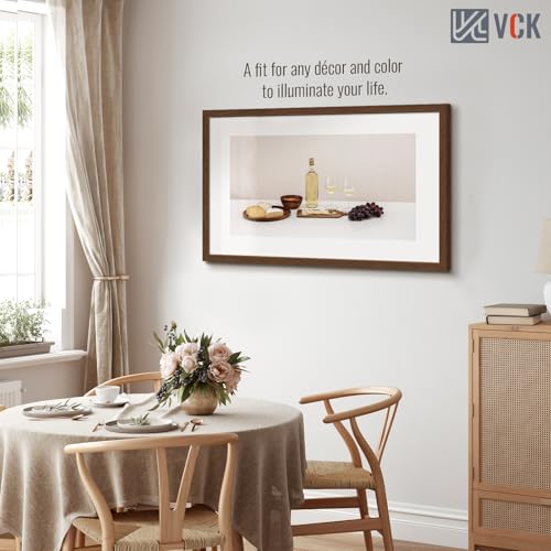 Image of VCK 24x36 Poster Frame Solid Wood brown 3 Pack Picture Frames 24 x 36 Inches with Wall Mounting Hanging