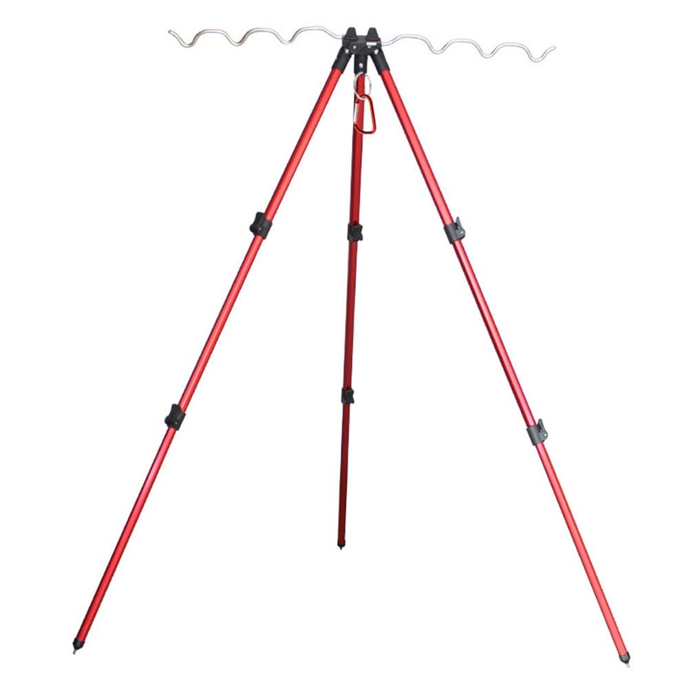 FUBESK Trépied rétractable en alliage d'aluminium pour canne à pêche avec piques au sol, support stable, argenté, 62 cm