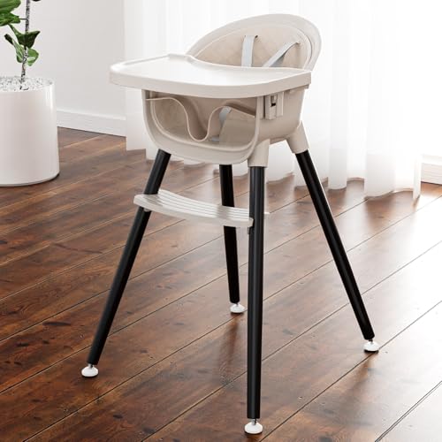 Image of Fodoss Convertible Wooden High Charis for Babies and Toddlers, Easy Clean Baby Chair for Eating, 3 in 1 Infant Highchair with Footrest, Silla De Comer para Bebe