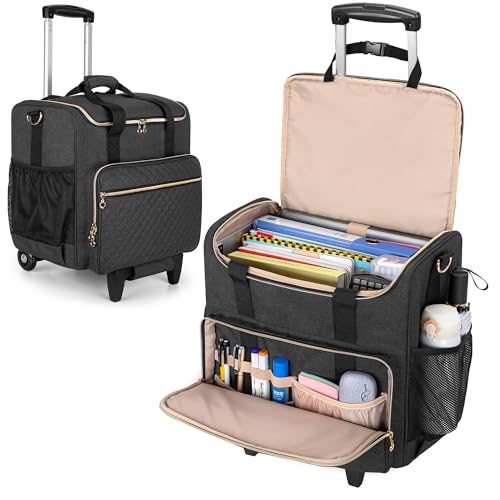 LUXJA Rolling Teacher Bag with Laptop Compartment and Detach...