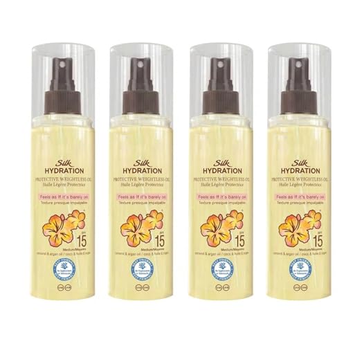 Image of Hawa-Iian Tropic Silk Hydration, Dry Oil Mist Spray, Protective Weightless Oil, Lightweight Sunscreen, Non-Greasy, UVA & UVB Protection, SPF-15, 150ml (4PCS)