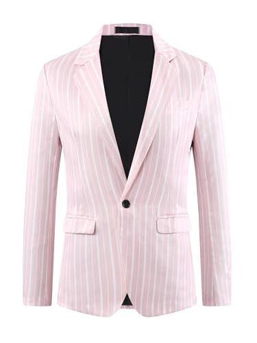 Lars Amadeus Striped Blazers for Men's One Button Slim Fit Contrasting Color Suit Jacket Business Stripe Sports Coats