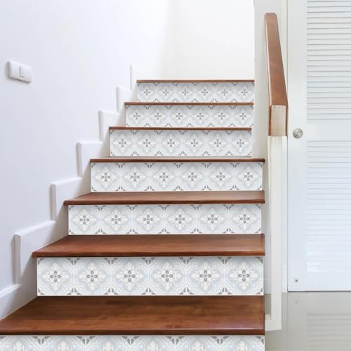 WALPLUS Peel and Stick Floral Pattern Stair Riser Decals, 15 Strips, 39' x 7.1', Easy Installation, Home Decor