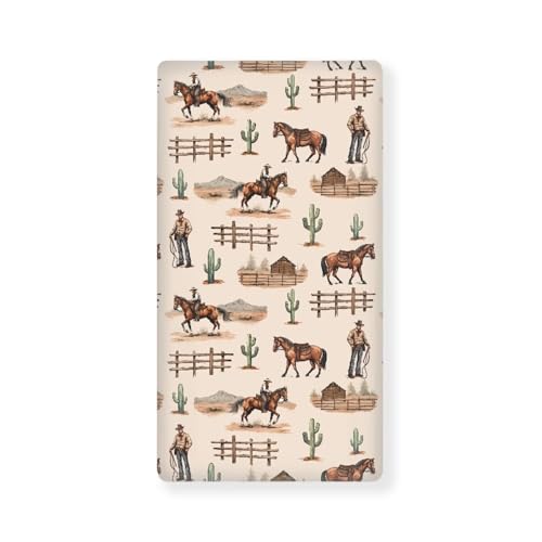 Image of Western Crib CE Sheet for Boys & Girls - Horse, Standard Crib Mattress Size, Breathable & Soft Fitted Sheet in Navajo Tribal Pattern