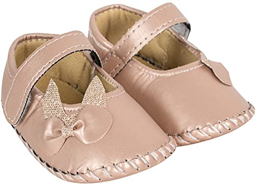 Image of Neska Moda Baby Girls Synthetic Leather Hook & Loop Loafer Booties /Shoes For 6 To 12 Months -BT908