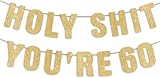 JunyRuny 60th Birthday Banner - Gold Glitter, 60th Birthday Decorations for Men, Funny 60 Year Old Party Sign for Him, 60 Party Decor for Women