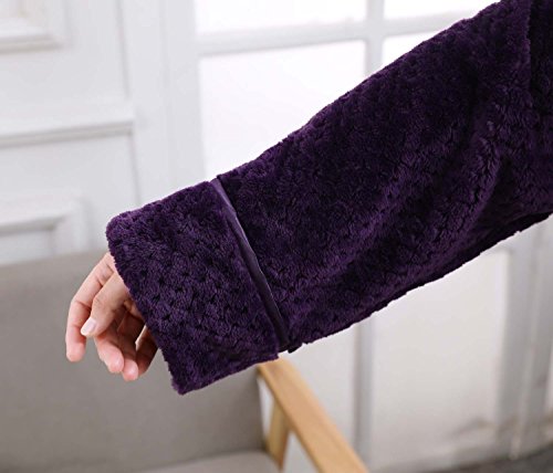 Soojun Women's Waffle Fleece Soft Zip Up Front Bathrobe 6