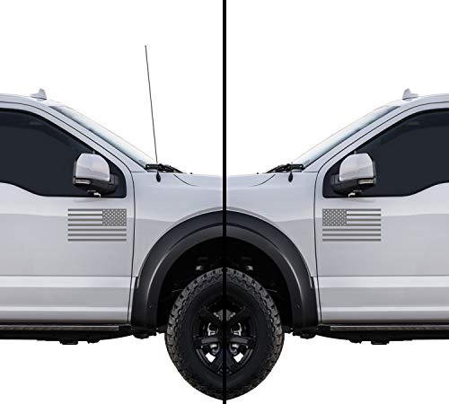 Image of American US Flag [Pick Color /Size] Vinyl Decal Sticker for Laptop /Car /Truck /Window /Bumper (7.5in Subdued Pair, Matte Gray)