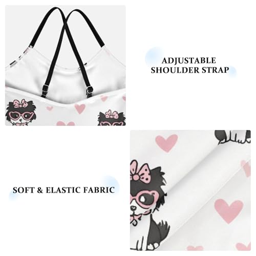 Pink Love Dog Girls Swimsuit One Piece Bathing Suit Beach Swimwear with Adjustable Straps 3-10Years3