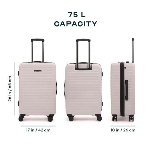 Image of Assembly Stark 24 Inch Check-in Medium Trolley Bag Hard Shell Polycarbonate Suitcase with TSA Lock 8 Spinner Wheels Ivory