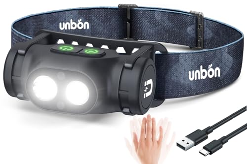 UNBON Stirnlampe LED Wiederaufladbar, Kopflampe Stirnlampe Aufladbar USB C Extrem Hell Dimmbar mit 3 Lichtmodi, Sensor und Magnet, IPX4 Wasserdicht Stirnleuchte LED Wiederaufladbar für Wandern Angeln UNBON Stirnlampe LED Wiederaufladbar, Kopflampe Stirnlampe Aufladbar USB C Extrem Hell Dimmbar mit 3 Lichtmodi, Sensor und Magnet, IPX4 Wasserdicht Stirnleuchte LED Wiederaufladbar für Wandern Angeln