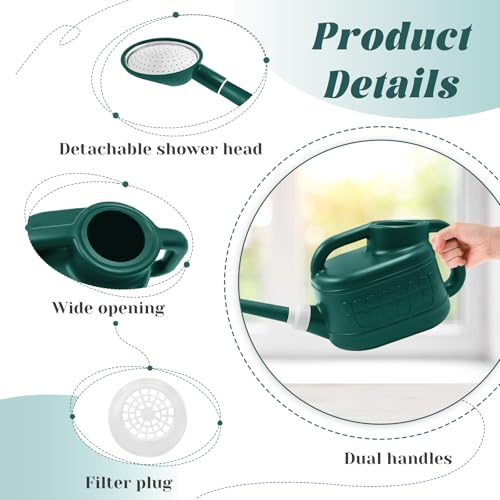 Image of 1 Gallon Watering Can, Garden Watering Can Outdoor, Plant Water Can with Removable Long Spout and Stainless Steel Sprinkler Head, Plastic Indoor Watering Cans for Gardening Flower Plants