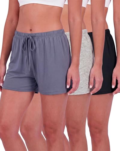 Image of Real Essentials 3 Pack: Women's Pajama Shorts Sleep Lounge Sweatshorts Comfy Sleepwear Bottoms (Available In Plus Size)