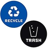 Recycle and Trash Sticker Vinyl Modern Logo (2.75" x 2.75" 1 ea.) Symbol to Organize Trash cans or G