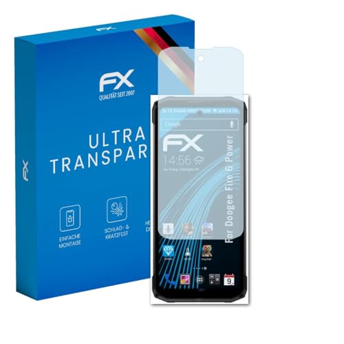 atFoliX Screen Protection Film compatible with Doogee Fire 6 Power Screen Protector, ultra-clear FX Protective Film (3X)