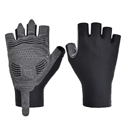 OMVOVSO Guantes de ciclismo Guantes de ciclismo Guantes de media dedo Verano Ligero ligero y transpirable Ampliación antideslizante y amortiguador Guantes de bicicleta de montaña Vortados Unisex,Negro