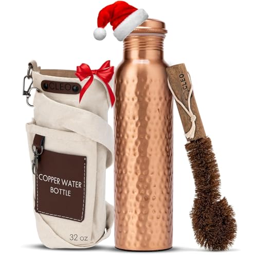 CLEO HOME 100% Pure Copper Water Bottle for...