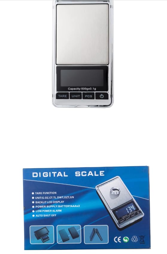 Báscula digital DS16 de 500 g/0,01 g, pantalla LCD, báscula de bolsillo de precisión digital