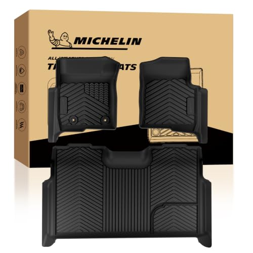 Image of Michelin Vehicle Mats for 2011-2014 Ford F-150 SuperCrew Cab Bucket Seat | Floor Mats Fit with Flow-Through Console /Carpet Floor, Not fit SuperCab /RegularCab, All-Weather TPE Custom Fit Liner, Premier